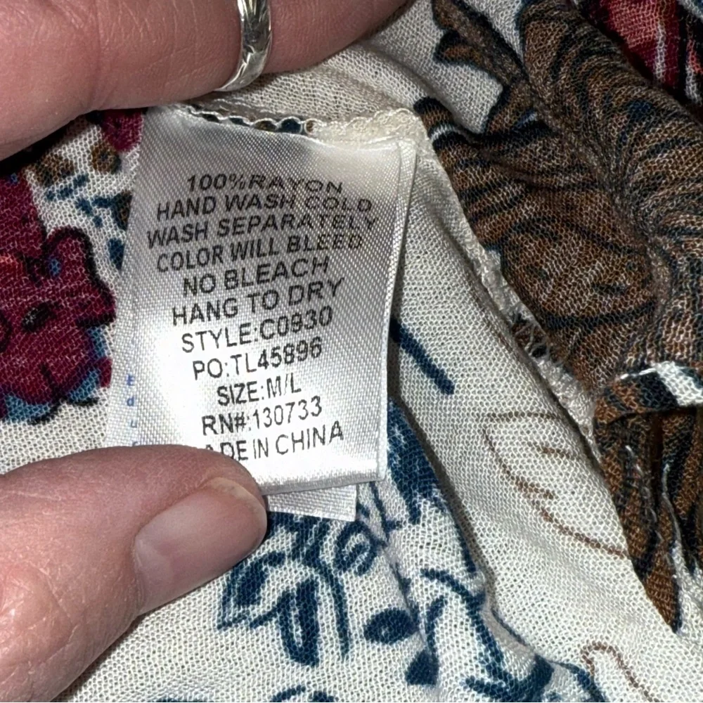 Umgee Boho Patchwork Kimono Duster Floral Open Front Lightweight M/L - Picture 6 of 7